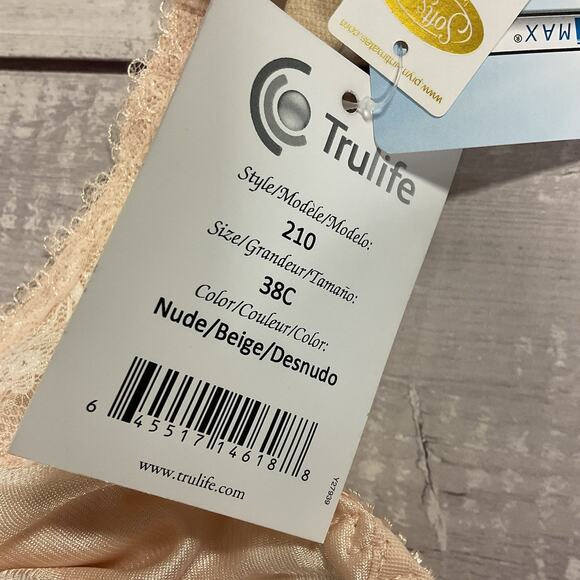Trulife Naturalwear Mastectomy Bra Womens 38C Nude Beige Wireless 210 - Picture 5 of 13